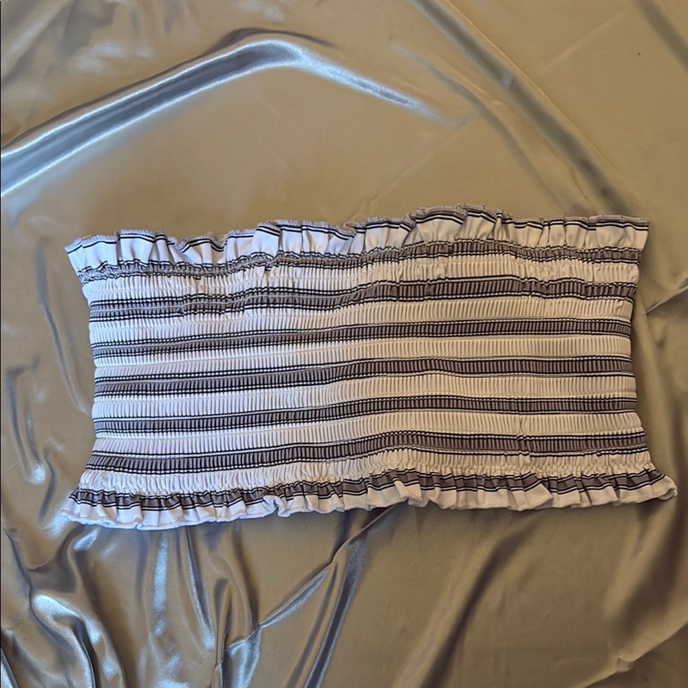 Striped Ruffle Bikini Top